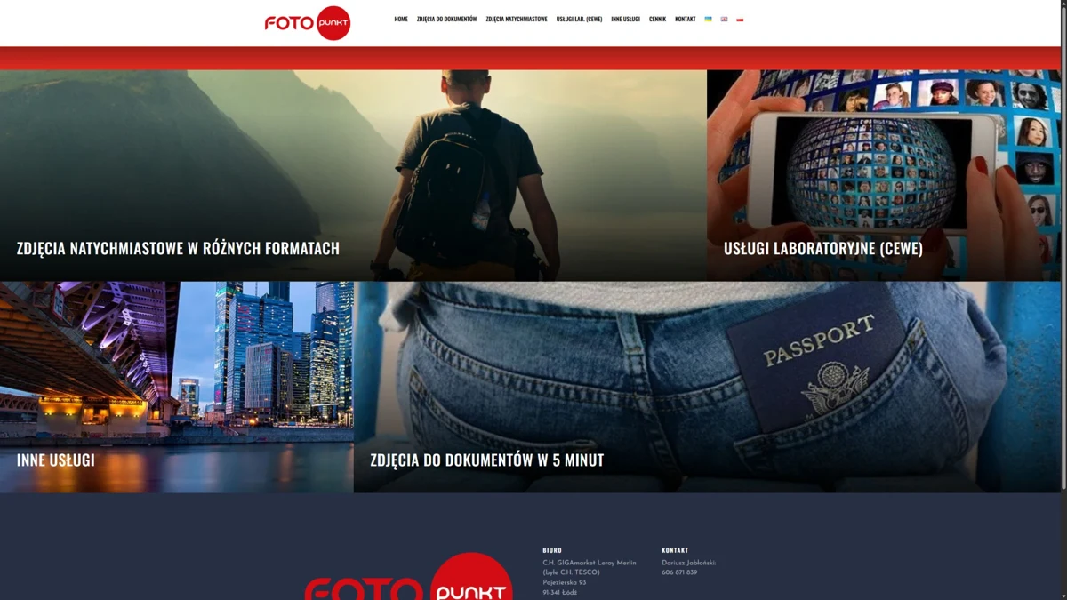 Podgląd wielojęzycznej strony studia fotograficznego Foto-Punkt