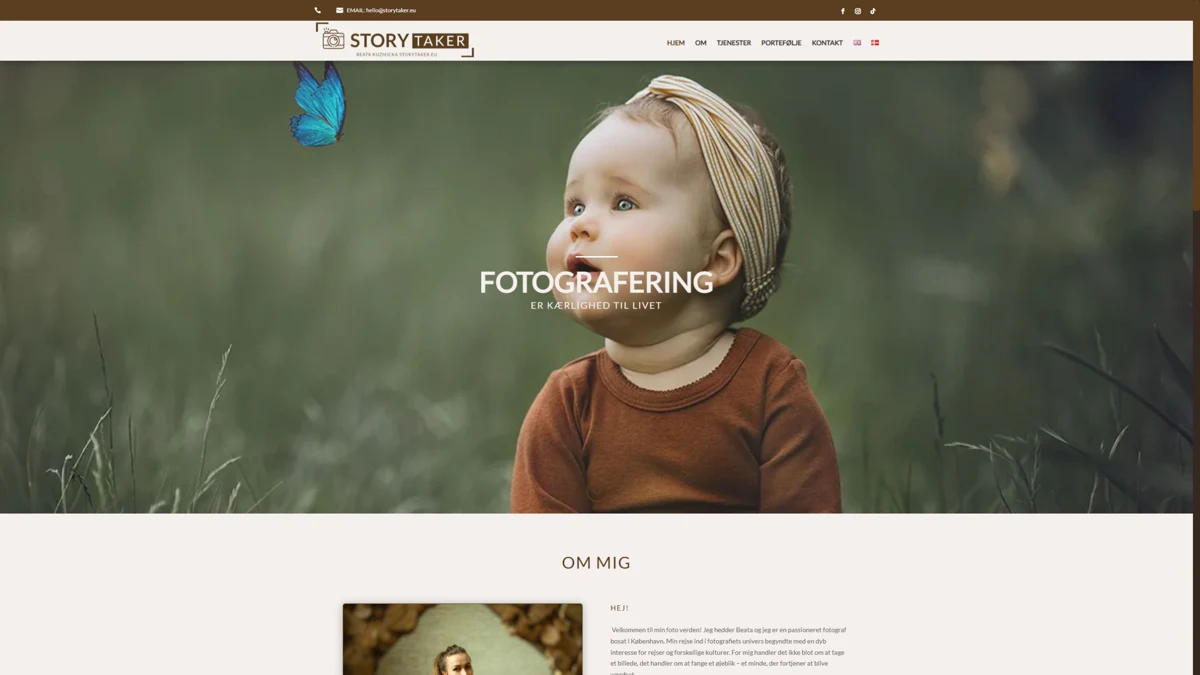 Podgląd wielojęzycznej strony fotograficznej Storytaker